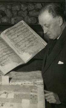 Rev J.S. Purvis working on the York Diocesan archive c.1950